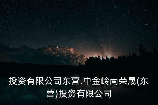 梧桐投資有限公司東營,中金嶺南榮晟(東營)投資有限公司