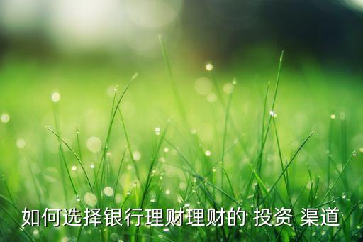 如何選擇銀行理財(cái)理財(cái)?shù)?投資 渠道