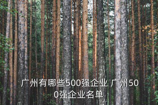  廣州有哪些500強企業(yè) 廣州500強企業(yè)名單