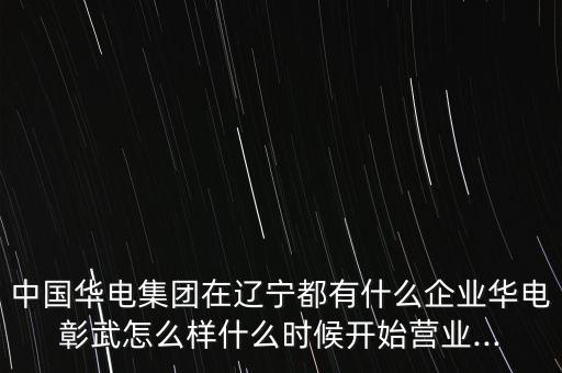 中國華電集團在遼寧都有什么企業(yè)華電彰武怎么樣什么時候開始營業(yè)...