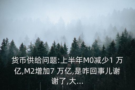 貨幣供給問題:上半年M0減少1 萬億,M2增加7 萬億,是咋回事兒謝謝了,大...