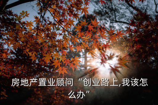  房地產(chǎn)置業(yè)顧問(wèn)“創(chuàng)業(yè)路上,我該怎么辦”