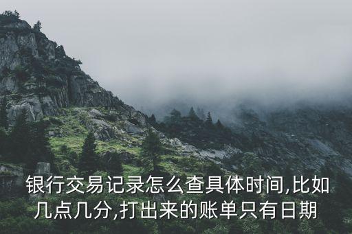  銀行交易記錄怎么查具體時(shí)間,比如幾點(diǎn)幾分,打出來的賬單只有日期