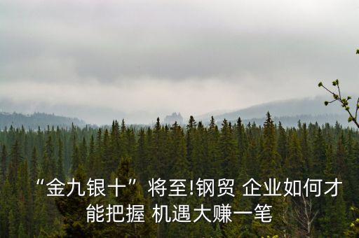 “金九銀十”將至!鋼貿(mào) 企業(yè)如何才能把握 機遇大賺一筆