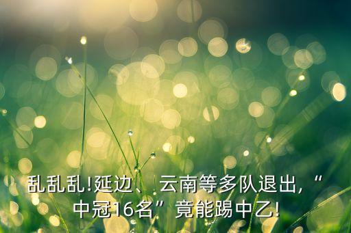 亂亂亂!延邊、 云南等多隊(duì)退出,“中冠16名”竟能踢中乙!