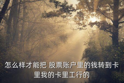 怎么樣才能把 股票賬戶里的錢轉(zhuǎn)到卡里我的卡里工行的