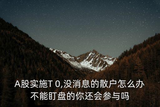 A股實(shí)施T 0,沒消息的散戶怎么辦不能盯盤的你還會參與嗎