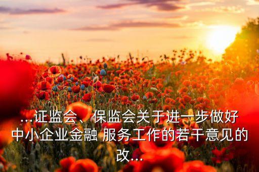 ...證監(jiān)會(huì)、保監(jiān)會(huì)關(guān)于進(jìn)一步做好中小企業(yè)金融 服務(wù)工作的若干意見(jiàn)的改...