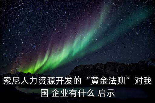 索尼人力資源開發(fā)的“黃金法則”對(duì)我國 企業(yè)有什么 啟示