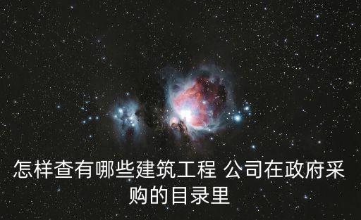 怎樣查有哪些建筑工程 公司在政府采購(gòu)的目錄里