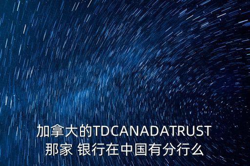 加拿大的TDCANADATRUST那家 銀行在中國有分行么