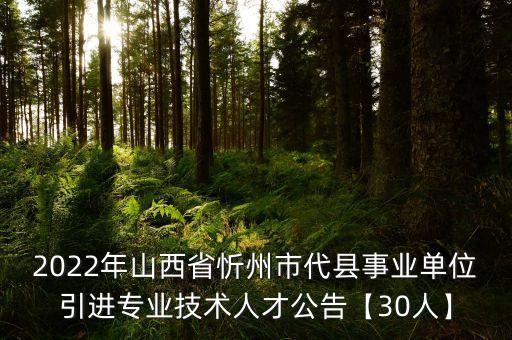 2022年山西省忻州市代縣事業(yè)單位引進專業(yè)技術人才公告【30人】