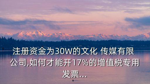 注冊資金為30W的文化 傳媒有限 公司,如何才能開17%的增值稅專用發(fā)票...