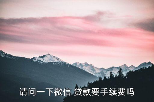 請(qǐng)問(wèn)一下微信 貸款要手續(xù)費(fèi)嗎