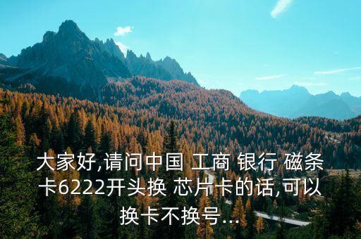 大家好,請問中國 工商 銀行 磁條卡6222開頭換 芯片卡的話,可以換卡不換號...