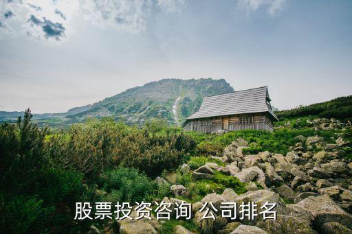 股票投資咨詢 公司排名