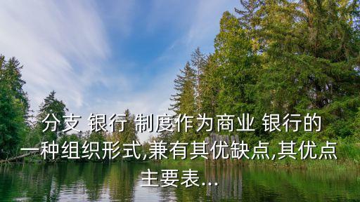  分支 銀行 制度作為商業(yè) 銀行的一種組織形式,兼有其優(yōu)缺點,其優(yōu)點主要表...