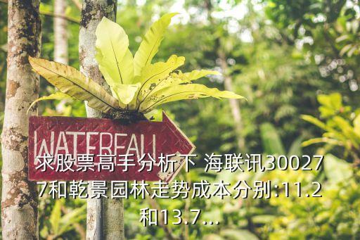 求股票高手分析下 海聯(lián)訊300277和乾景園林走勢(shì)成本分別:11.2和13.7...