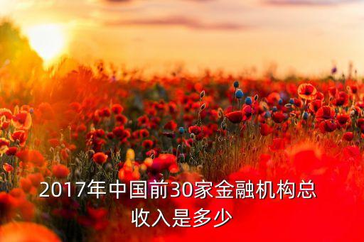 2017年中國前30家金融機構(gòu)總 收入是多少