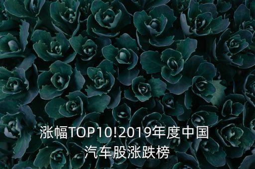 漲幅TOP10!2019年度中國 汽車股漲跌榜