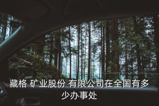 藏格 礦業(yè)股份 有限公司在全國有多少辦事處