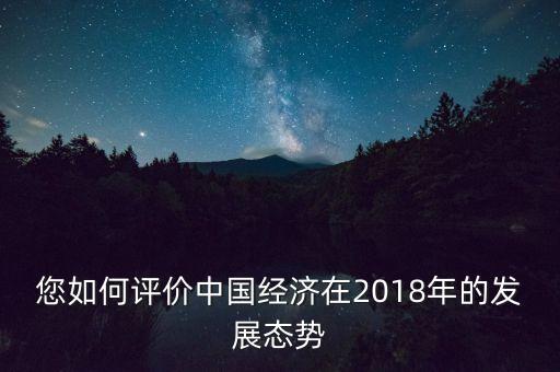 您如何評價中國經(jīng)濟(jì)在2018年的發(fā)展態(tài)勢