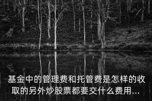  基金中的管理費(fèi)和托管費(fèi)是怎樣的收取的另外炒股票都要交什么費(fèi)用...