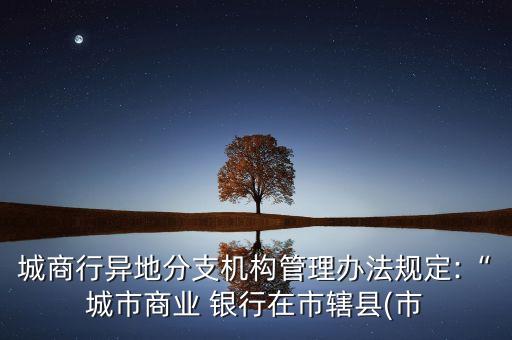 城商行異地分支機構(gòu)管理辦法規(guī)定:“城市商業(yè) 銀行在市轄縣(市