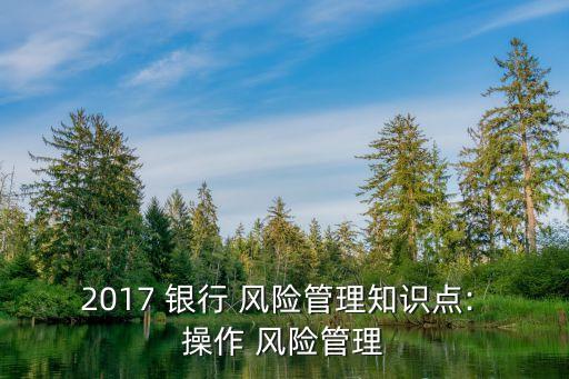 2017 銀行 風(fēng)險(xiǎn)管理知識(shí)點(diǎn): 操作 風(fēng)險(xiǎn)管理