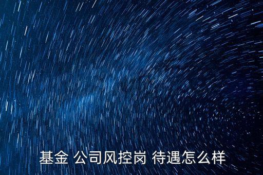  基金 公司風(fēng)控崗 待遇怎么樣