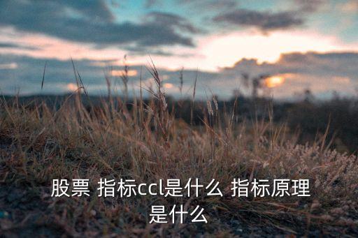  股票 指標(biāo)ccl是什么 指標(biāo)原理是什么