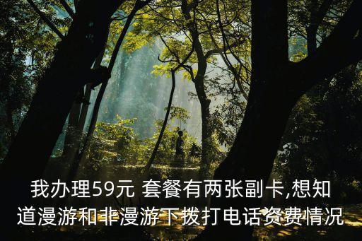 我辦理59元 套餐有兩張副卡,想知道漫游和非漫游下?lián)艽螂娫捹Y費(fèi)情況