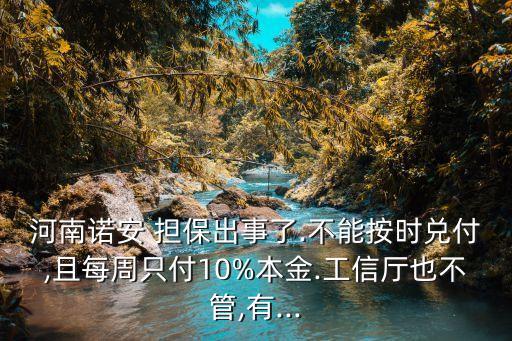 河南諾安 擔(dān)保出事了.不能按時(shí)兌付,且每周只付10%本金.工信廳也不管,有...