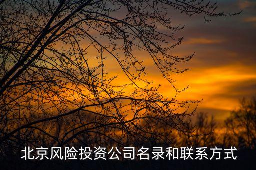  北京風(fēng)險(xiǎn)投資公司名錄和聯(lián)系方式