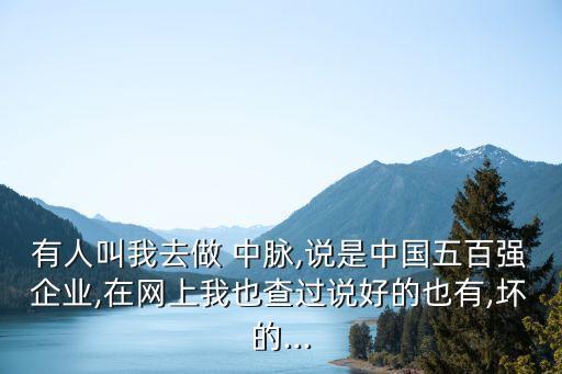 有人叫我去做 中脈,說是中國(guó)五百?gòu)?qiáng)企業(yè),在網(wǎng)上我也查過說好的也有,壞的...