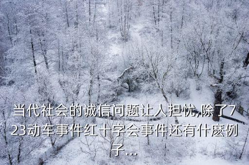 當代社會的誠信問題讓人擔憂,除了723動車事件紅十字會事件還有什麼例子...