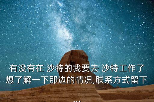 有沒有在 沙特的我要去 沙特工作了想了解一下那邊的情況,聯(lián)系方式留下...