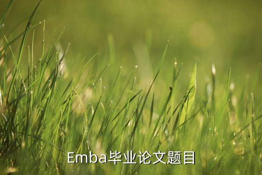 Emba畢業(yè)論文題目