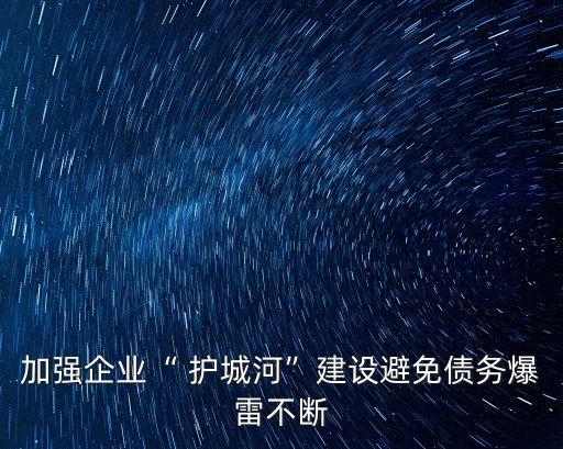 加強企業(yè)“ 護城河”建設(shè)避免債務(wù)爆雷不斷