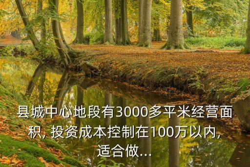 縣城中心地段有3000多平米經(jīng)營面積, 投資成本控制在100萬以內(nèi),適合做...