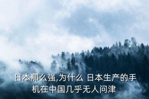  日本那么強,為什么 日本生產(chǎn)的手機在中國幾乎無人問津