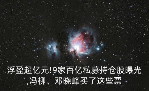 浮盈超億元!9家百億私募持倉股曝光,馮柳、鄧曉峰買了這些票