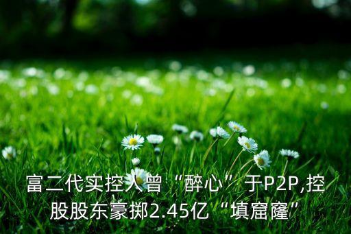 富二代實(shí)控人曾“醉心”于P2P,控股股東豪擲2.45億“填窟窿”