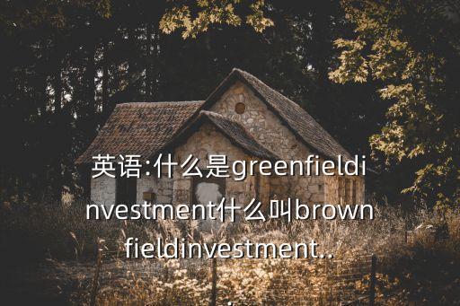 英語(yǔ):什么是greenfieldinvestment什么叫brownfieldinvestment...