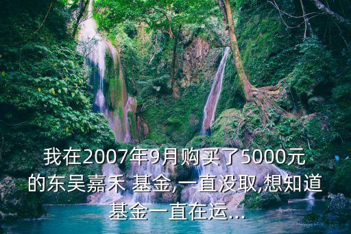 我在2007年9月購買了5000元的東吳嘉禾 基金,一直沒取,想知道 基金一直在運...