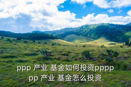 ppp 產(chǎn)業(yè) 基金如何投資pppppp 產(chǎn)業(yè) 基金怎么投資