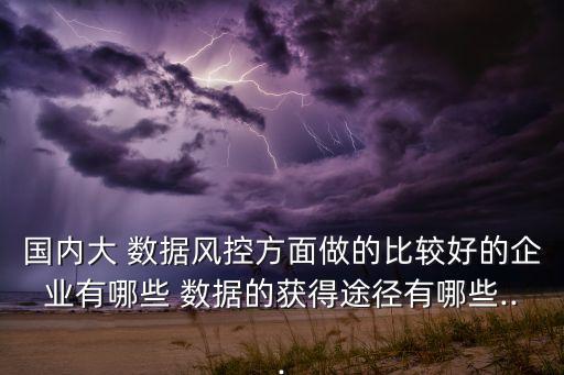 國內(nèi)大 數(shù)據(jù)風控方面做的比較好的企業(yè)有哪些 數(shù)據(jù)的獲得途徑有哪些...