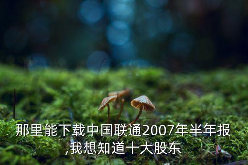 那里能下載中國聯(lián)通2007年半年報,我想知道十大股東