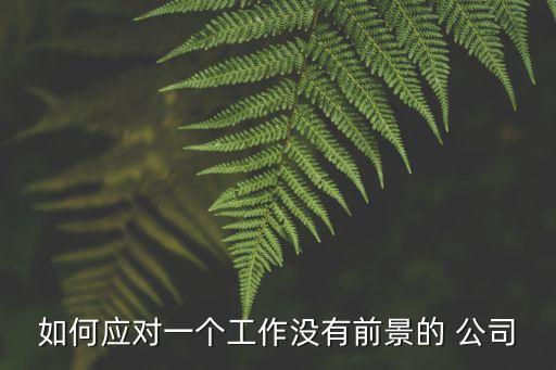 如何應(yīng)對(duì)一個(gè)工作沒(méi)有前景的 公司