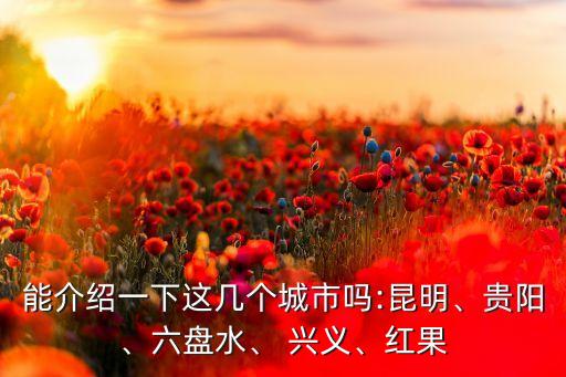 能介紹一下這幾個(gè)城市嗎:昆明、貴陽(yáng)、六盤水、 興義、紅果